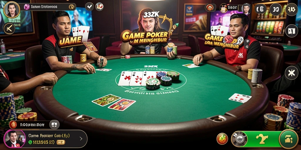 Tampilan gameplay Poker yang seru dan mendebarkan di 33ZK.