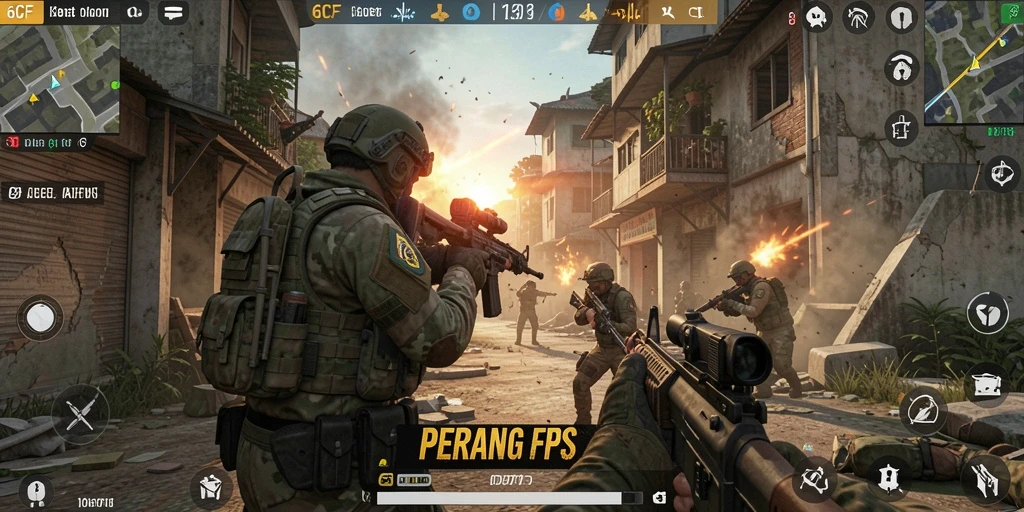 Screenshot menunjukkan aksi pertempuran mendebarkan dalam 6CF.