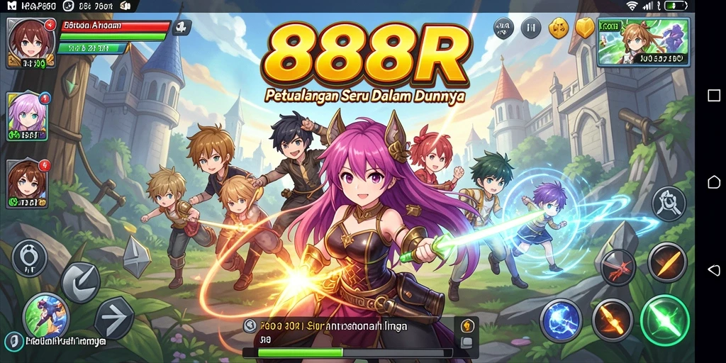 Tampilan gameplay seru dari 888R yang penuh warna dan aksi.