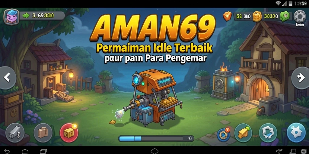 Tampilan gameplay AMAN69 dengan karakter yang sedang mengumpulkan sumber daya.