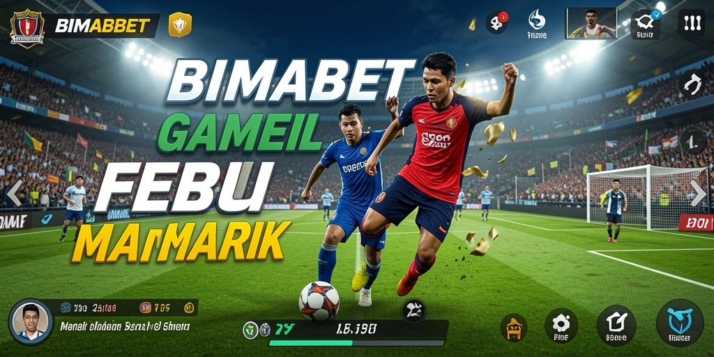 Screenshot gameplay BIMABET menampilkan aksi seru di lapangan sepak bola.