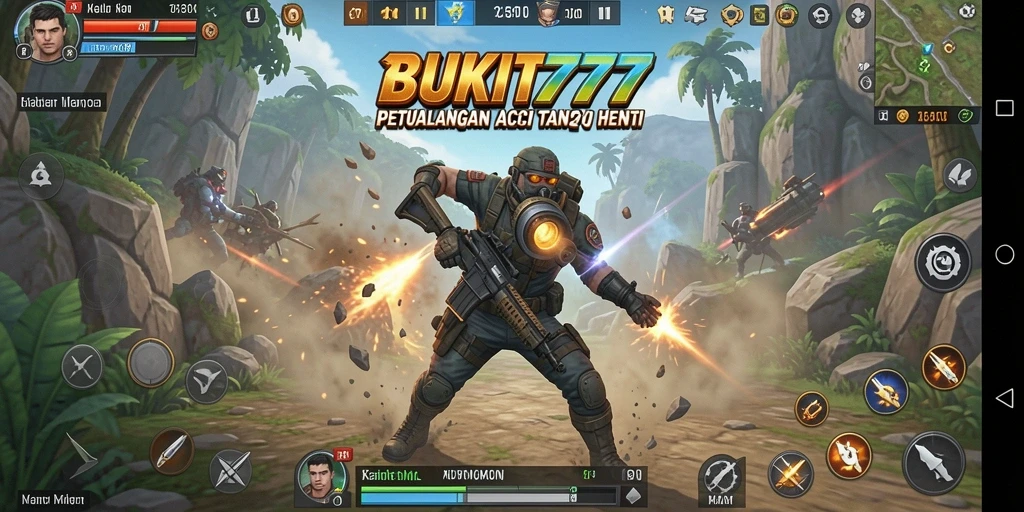 Tampilan gameplay aksi mendebarkan BUKIT777.