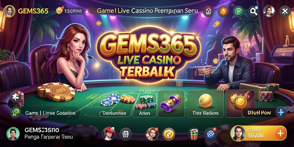 Tampilan permainan Live Casino yang mendebarkan di GEMS365.