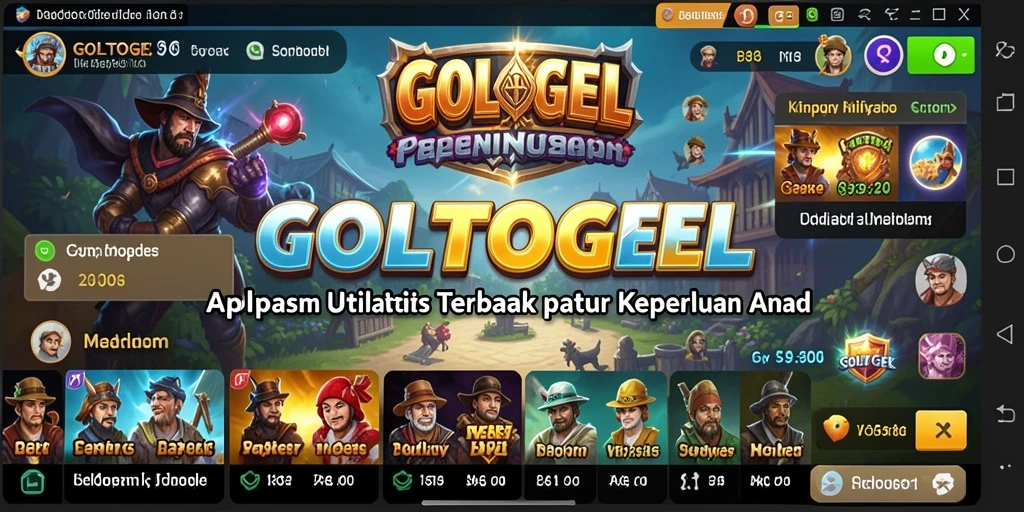 Tampilan utama GOLTOGEL dengan fitur-fitur utilitas yang lengkap.
