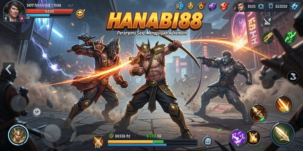 Tampilan gameplay seru dari pertarungan di HANABI88.