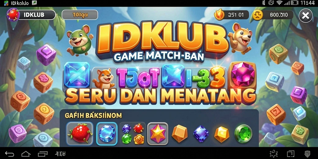 Screenshot gameplay IDKLUB dengan aksi mencocokkan item yang seru.