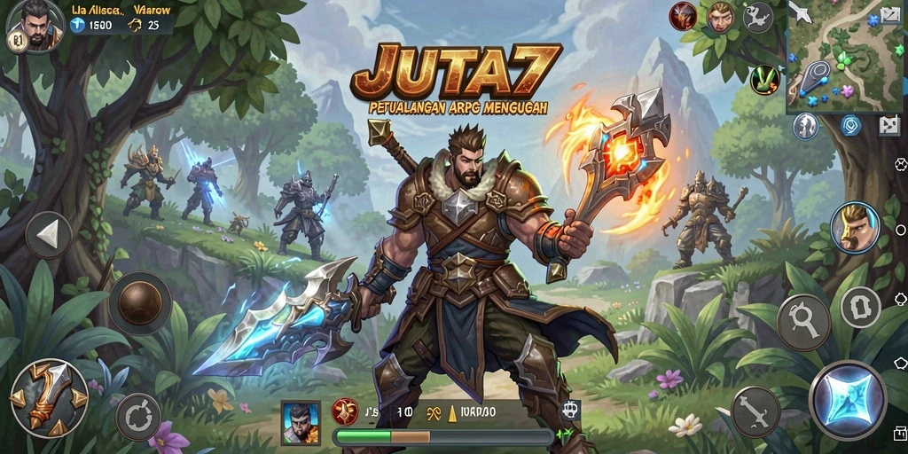 Screenshot JUTA7 menampilkan aksi pertarungan epik dalam gameplay ARPG.