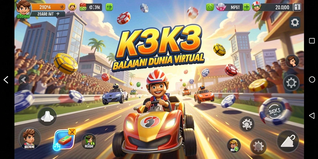 Tampilan gameplay K3K3 yang seru dan menegangkan saat balapan.