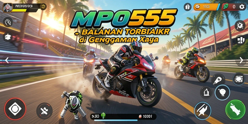 Tampilan gameplay MPO555, menunjukkan aksi balapan motor yang seru.