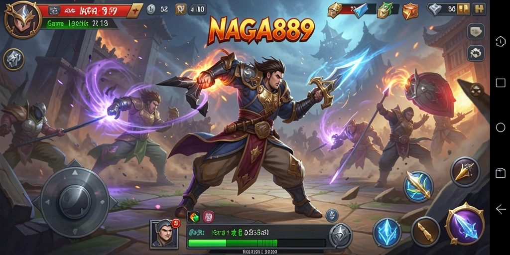 Tangkapan layar gameplay NAGA889 yang menunjukkan strategi pertempuran yang intens.