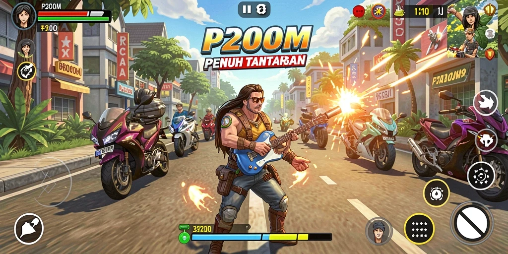 Screenshot menampilkan gameplay seru P200M dengan grafik yang vibrant.