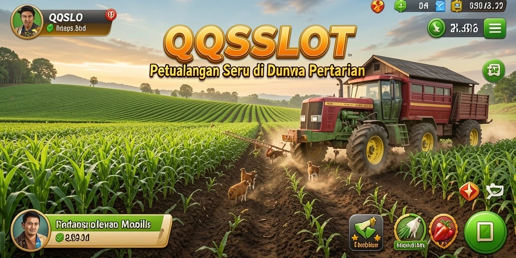 Tampilan gameplay seru di QQSLOT dengan aktivitas pertanian.
