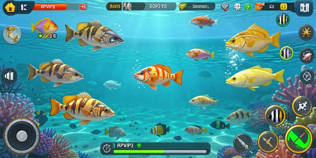 Tampilan gameplay RPVIP3 dengan tantangan menembak ikan yang seru.