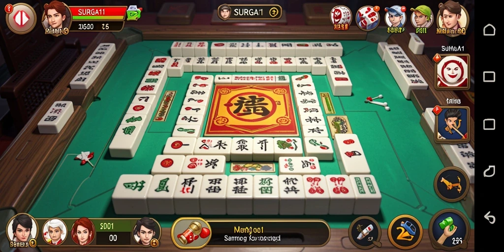 Tampilan screenshot utama SURGA11 menampilkan aksi bermain Mahjong yang seru.