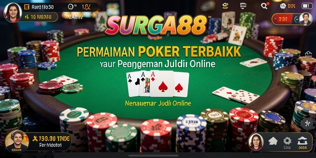 Tampilan gameplay Poker yang seru dan kompetitif di SURGA88.