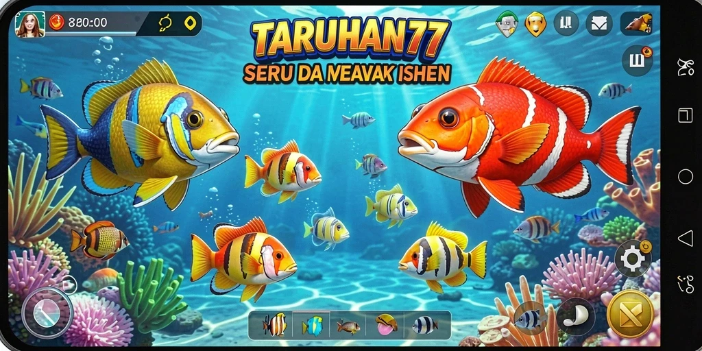 Tampilan gameplay menembak ikan di TARUHAN77 yang seru dan menegangkan.