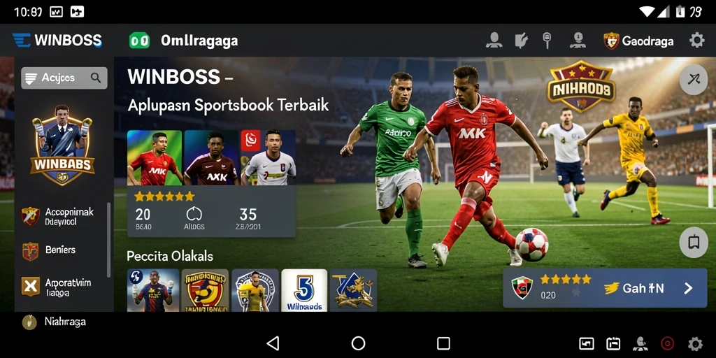 Tampilan gameplay WINBOSS yang menampilkan taruhan olahraga langsung.