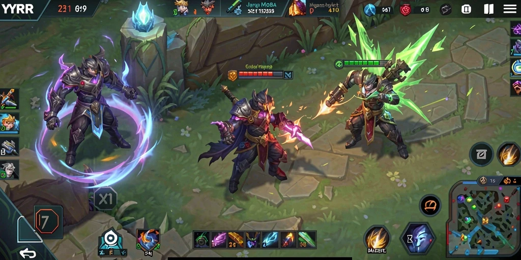 Tampilan gameplay seru di arena pertarungan MOBA.