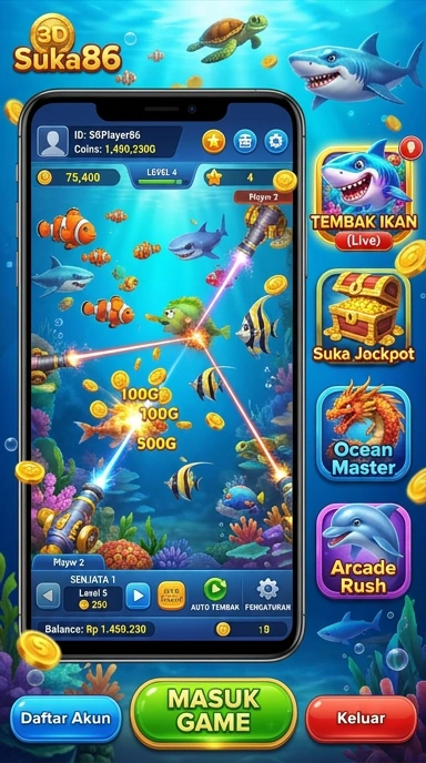 Screenshot aplikasi suka86 menunjukkan berbagai kategori menarik.